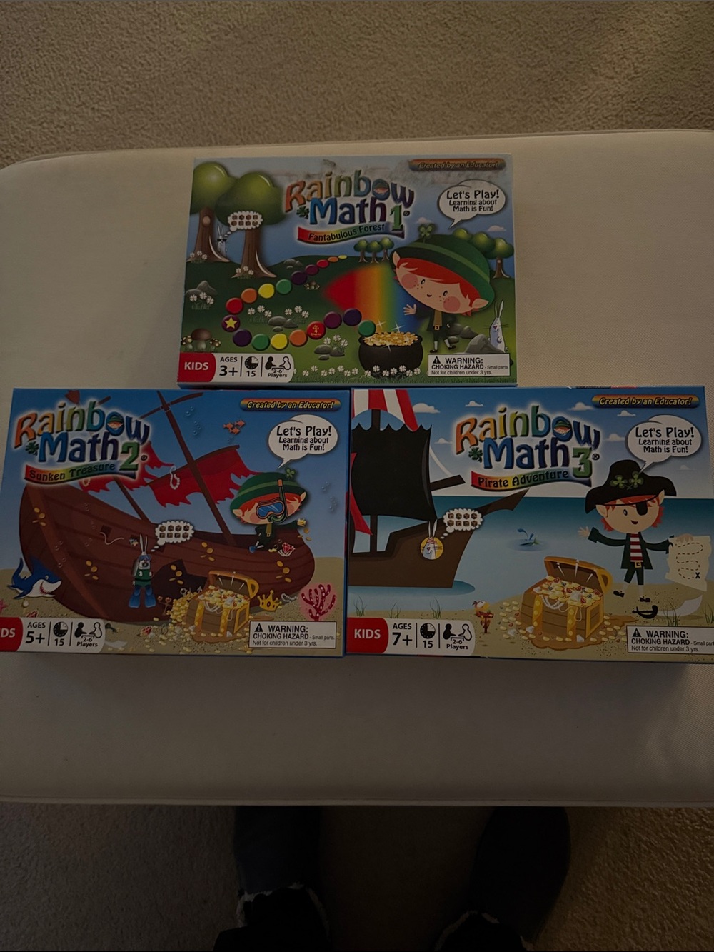 Rainbow Math Game Set - Multicolor Boxes with Blue, Green, Red, Yellow Artwork